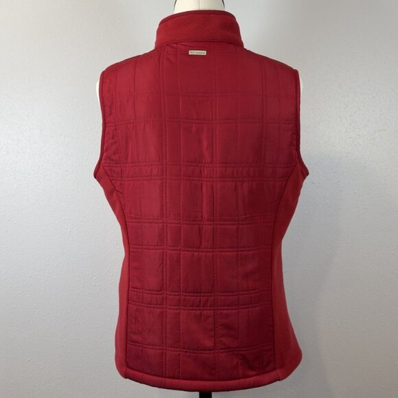 Columbia Womens Red Vest Full Zip Pockets Fleece Lined Mock Neck Size Medium - Picture 2 of 14